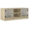 Image de vidaXL Armoire TV avec portes en verre Chêne Sonoma 102x37x42 cm