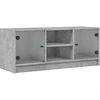 Image de vidaXL Armoire TV avec portes en verre gris béton 102x37x42 cm