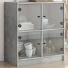 Image de vidaXL Armoire d'appoint avec portes en verre gris béton 68x37x75,5 cm