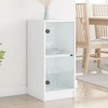 Image de vidaXL Armoire d'appoint avec portes en verre blanc 35x37x75,5 cm