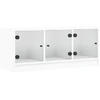 Image de vidaXL Armoire TV avec portes en verre blanc 102x37x42 cm