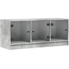 Image de vidaXL Armoire TV avec portes en verre gris béton 102x37x42 cm