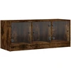 Image de vidaXL Armoire TV avec portes en verre chêne fumé 102x37x42 cm