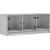 Image de vidaXL Armoire TV avec portes en verre Gris Sonoma 102x37x42 cm