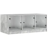 Image de vidaXL Table basse avec portes en verre gris béton 102x50x42 cm