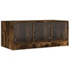 Image de vidaXL Table basse avec portes vitrées chêne fumé 102x50x42 cm