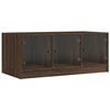 Image de vidaXL Table basse avec portes en verre brun imitation chêne 102x50x42 cm