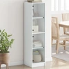 Image de vidaXL Highboard avec portes en verre blanc 35x37x142 cm