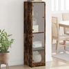 Image de vidaXL Highboard avec portes vitrées chêne fumé 35x37x142 cm
