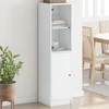 Image de vidaXL Highboard avec porte en verre blanc 35x37x142 cm
