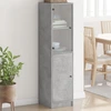 Image de vidaXL Highboard avec porte en verre gris béton 35x37x142 cm