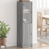 Image de vidaXL Highboard avec porte en verre gris Sonoma 35x37x142 cm