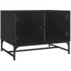 Image de vidaXL Table basse avec portes en verre noir 68,5x50x50 cm