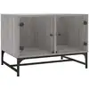 Image de vidaXL Table basse avec portes en verre Gris Sonoma 68,5x50x50 cm