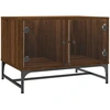 Image de vidaXL Table basse avec portes en verre brun imitation chêne 68,5x50x50 cm