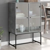 Image de vidaXL Armoire d'appoint avec portes en verre gris béton 69x37x100 cm