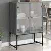Image de vidaXL Armoire d'appoint avec portes en verre Gris Sonoma 69x37x100 cm