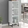 Image de vidaXL Highboard avec portes en verre blanc 35x37x120 cm