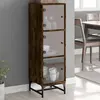 Image de vidaXL Highboard avec portes vitrées chêne fumé 35x37x120 cm