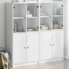 Image de vidaXL Bibliothèque avec portes blanc 136x37x142 cm Bois composite