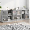 Image de vidaXL Bibliothèque avec portes gris béton 204x37x75 cm Bois composite