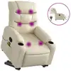 Image de vidaXL Fauteuil de massage avec releveur électrique Crème similicuir
