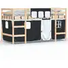 Image de vidaXL Lit surélevé pour enfants avec rideaux Blanc et noir Pin massif