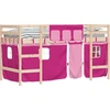 Image de vidaXL Lit surélevé d'enfant avec rideaux rose 80x200 cm pin massif