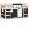 Image de vidaXL Lit surélevé pour enfants avec rideaux Blanc Noir 90x190 cm Pin