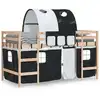Image de vidaXL Lit surélevé pour enfants avec tunnel blanc & noir 80x200 cm en pin