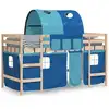 Image de vidaXL Lit surélevé pour enfants avec tunnel bleu 80x200 cm pin massif