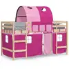 Image de vidaXL Lit surélevé pour enfants avec tunnel rose 90x190 cm pin massif