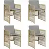 Image de vidaXL Chaises de jardin avec coussins 4 pcs. Mélange de beige Poly Rattan