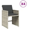 Image de vidaXL Chaises de jardin avec coussins 4 pcs. Gris clair Poly rotin