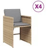 Image de vidaXL Chaises de jardin avec coussins 4 pcs. Mélange de beige Poly Rattan