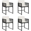 Image de vidaXL Chaises de jardin avec coussins 4 pcs. noir poly rotin