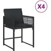Image de vidaXL Chaises de jardin avec coussins 4 pcs. noir poly rotin