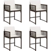 Image de vidaXL Chaises de jardin avec coussins 4 pcs. Marron Poly Rattan