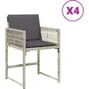 Image de vidaXL Chaises de jardin avec coussins 4 pcs. Gris clair Poly rotin