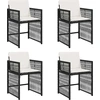 Image de vidaXL Chaises de jardin avec coussins 4 pcs. noir poly rotin