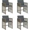 Image de vidaXL Chaises de jardin avec coussins 4 pcs. Gris Poly Rattan