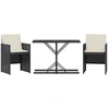 Image de vidaXL Ensemble Bistro 3 pièces avec coussins Noir Poly Rattan