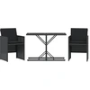 Image de vidaXL Ensemble Bistro 3 pièces avec coussins Noir Poly Rattan