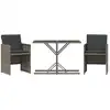 Image de vidaXL Ensemble Bistro 3 pièces avec coussins Gris Poly Rattan
