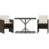 Image de vidaXL Ensemble Bistro 3 pièces avec coussins Marron Poly Rattan