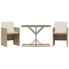Image de vidaXL Ensemble Bistro 3 pièces avec coussins Beige Poly Rattan