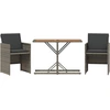 Image de vidaXL Ensemble Bistro 3 pièces avec coussins Gris Poly Rattan