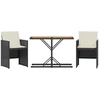 Image de vidaXL Ensemble Bistro 3 pièces avec coussins Noir Poly Rattan