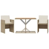 Image de vidaXL Ensemble Bistro 3 pièces avec coussins Beige Poly Rattan