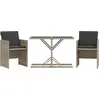 Image de vidaXL Ensemble Bistro 3 pièces avec coussins gris clair Poly rotin